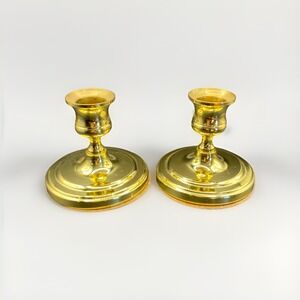 Vintage Baldwin Solid Brass Candle Holders Pair 3" Made in USA Classic Home